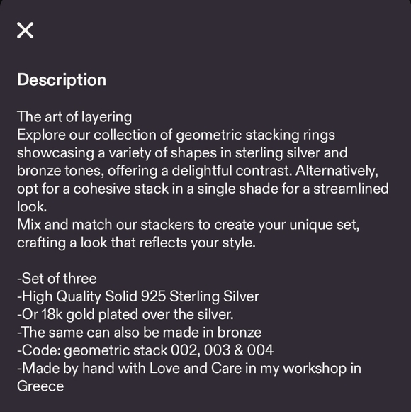 Modern Silver Geometric Staking Rings Set - Picture 5 of 5